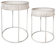 Set 2 masute din metal si MDF, cu margini decorative