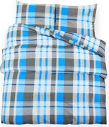 vidaXL Set cu husă de pilotă, albastru și gri, 155x220 cm, bumbac