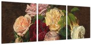 Tablou - Henri Fantin-Latour, Roses de Nice on a Table, reproducere (cu ceas) (90x30 cm)
