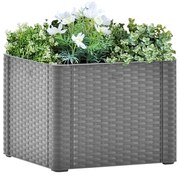 vidaXL Strat înălțat de grădină cu sistem auto-udare, gri, 43x43x33 cm