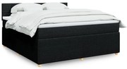 vidaXL Pat box spring cu saltea, negru, 180x200 cm, catifea