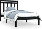 vidaXL Cadru de pat, negru, 100x200 cm, lemn masiv