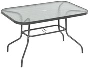 Outsunny Masă Pliabilă pentru Grădină cu Gaură pentru Umbrelă, Mobilier Exterior din Metal și Sticlă, 120x80x70 cm | Aosom Romania