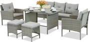 Mobilier de grădină din technorattan cu pufuri Bari Garden Point gri deschis
