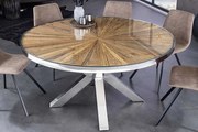 Masa dining rotunda Barracuda cu blat din lemn masiv de tec, 120 cm