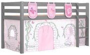 Pat copii supraînălțat Pino 90x200 cm cu husă Birdy și 3 buzunare textile pentru copii – Vipack [Dimensiuni: 208x98x114 cm]