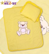 Set Baby Nellys 2 buc pentru cărucior jerseu - Ursuleț - crem gălbui