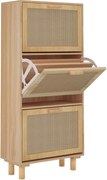 vidaXL Pantofar, maro, 52x25x115 cm, lemn prelucrat și ratan natural
