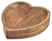 Bol decorativ din lemn de mango InDecor Heart, 20x 20 x 7 cm