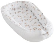 Cosulet patut bebe tip babynest din bumbac 90x50 cm, cu doua fete Kidizi Ducky, alb