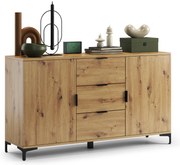 Mazzoni Comodă LANA K-150S Stejar Artisan - DULAP VERTICAL CU 2 UȘI CU SERTARE