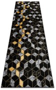 Modern GLOSS covor, traversa 400B 86 stilat, glamour, art deco, 3D geometric negru / aur