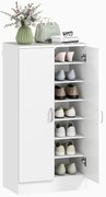 HOMCOM Raft de pantofi cu balamale Soft-Close, rafturi reglabile, dulap de 6 nivele pentru hol, intrare, pentru 14 perechi, 55 x 35 x 108 cm, placaj, Alb | Aosom Romania