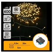 Aigostar - Ghirlandă LED de exterior pentru Crăciun, 400 LED, 8 funcții, alimentare 4xAA, 20,3 m, alb cald