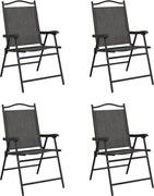 vidaXL Scaune pliante de grădină, 4 buc., gri melange, oțel/textilene