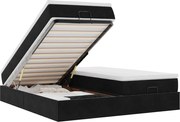 vidaXL Cadru de pat otoman cu saltele, catifea neagră 200x200cm