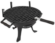 Gratar din fonta Muhler 104377, Ø30 cm, Carbune, Grilaj reglabil,Compact pentru calatorii, Negru
