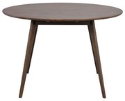 Masă de dining maro închis rotundă cu aspect de lemn de stejar ø 115 cm Yumi – Rowico