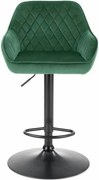 Scaun bar H103, verde inchis/negru, stofa catifelata/otel, 55x55x92/11