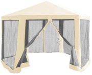 Pavilion cort pentru grădină, 3,9x2,5x3,9m, Bej / Negru, RINGE TIP 2 + 6 laturi