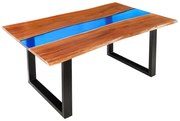 Masa din lemn de salcam cu rasina epoxidica albastra LIQUID 160cm