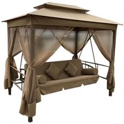 BALANSOAR DELUXE 3 LOCURI, STRUCTURA METALICA, 257X174X235 CM, WATERPROOF, COPERTINA DUBLA, PROTECTIE INSECTE CU FERMOAR, 4 PERNE DECORATIVE INCLUSE, BEJ