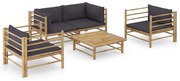 vidaXL Set mobilier de grădină cu perne gri închis, 5 piese, bambus
