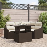 vidaXL Set de canapele pentru grădină cu pernă 5 pcs maro și crem