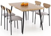 Set masa + 4 scaune Dicky natur/negru/gri