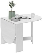 HOMCOM Masă Pliabilă Ovală cu 2 Extensii din Lemn, Alb | Aosom Romania