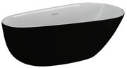 Cada de baie ovala freestanding Spatio Shine, acril, negru mat, 170 x 85 cm
