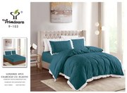 Lenjerie De Pat Dublu 4 Piese Cu Volanase Si Fluturi - Verde