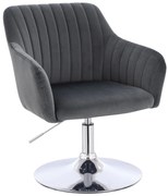HR190N Scaun Grafit din Catifea cu Bază Cromata