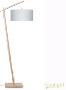 Lampadar cu cadru din bambus si abajur din tesatura in, Andes natur/ gri deschis ANDES/F/4723/LG