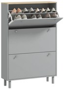 HOMCOM Mobilier pentru pantofi 24 perechi cu 3 sertare rabatabile si rafturi reglabile, 80x23,5x121 cm, gri | Aosom Romania