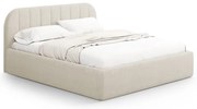 Pat matrimonial crem tapițat cu spațiu de depozitare cu somieră 200x200 cm Juno – Windsor &amp; Co Sofas