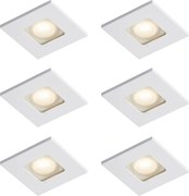 Set de 6 spoturi încastrate moderne albe pătrate IP44 - Qure