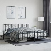 vidaXL Cadru pat fără saltea, tăblie de picioare negru 180x200cm metal