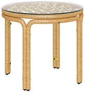 Outsunny Măsuță de Grădină din Ratan și Sticlă Stil Boho Ø50x44 cm Galben | Aosom Romania