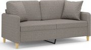 vidaXL Canapea cu 2 locuri cu pernuțe, gri taupe, 140 cm, textil