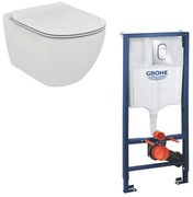 Set vas wc Ideal Standard Tesi AquaBlade cu capac soft close si rezervor Grohe cu clapeta Arena Cosmopolitan S