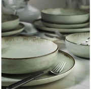 Set de veselă, 12 piese, verde/porțelan
