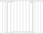 PawHut Poartă de Siguranță pentru Copii și Animale, Extensibilă 96-103 cm, Înălțime 76 cm, Poartă pentru Câini, Scări și Uși, Închidere Automată, Montaj prin Presiune, Deschidere în Ambele Direcții, Alb | Aosom Romania