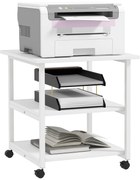 HOMCOM Suport Imprimantă cu Raft de Depozitare, Masă de Imprimantă mobilă pe roți, 50x50x52.5 cm, Alb | Aosom Romania