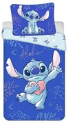 Lenjerie de pat pentru copii albastră din bumbac pentru pat de o persoană 140x200 cm Lilo &amp; Stitch "Aloha" – Jerry Fabrics