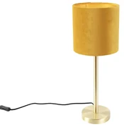 Lampă de masă din alamă cu abajur galben 20 cm - Simplo
