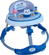 Premergator reglabil in 6 trepte de inaltime NOVOKIDS™ Little Kitty, Cu melodii, Pliabil, Max 20 kg, Roti silentioase, Model Pisicuta, Albastru