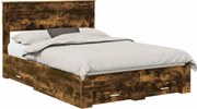 vidaXL Cadru de pat Stejar fumuriu 140 x 190 cm Lemn compozit