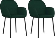 vidaXL Scaune de sufragerie, 2 buc., verde închis, catifea