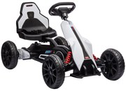HOMCOM Kart electric pentru copii 12V - Viteză reglabilă 3-5km/h pentru copii de 3-8 ani - scaun reglabil - alb | Aosom Romania